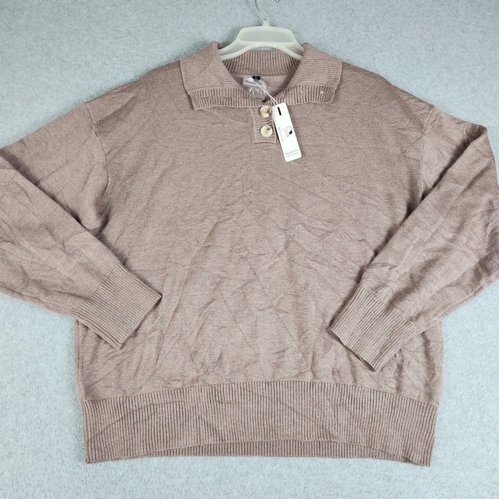 Arach & Cloz Sweater Women XL Mauve Tight Knit Oversized Long Sleeve Relaxed FIt